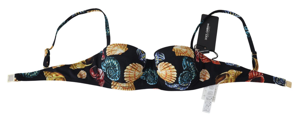 Svarta snäckskalstryck bikinitoppar för kvinnor