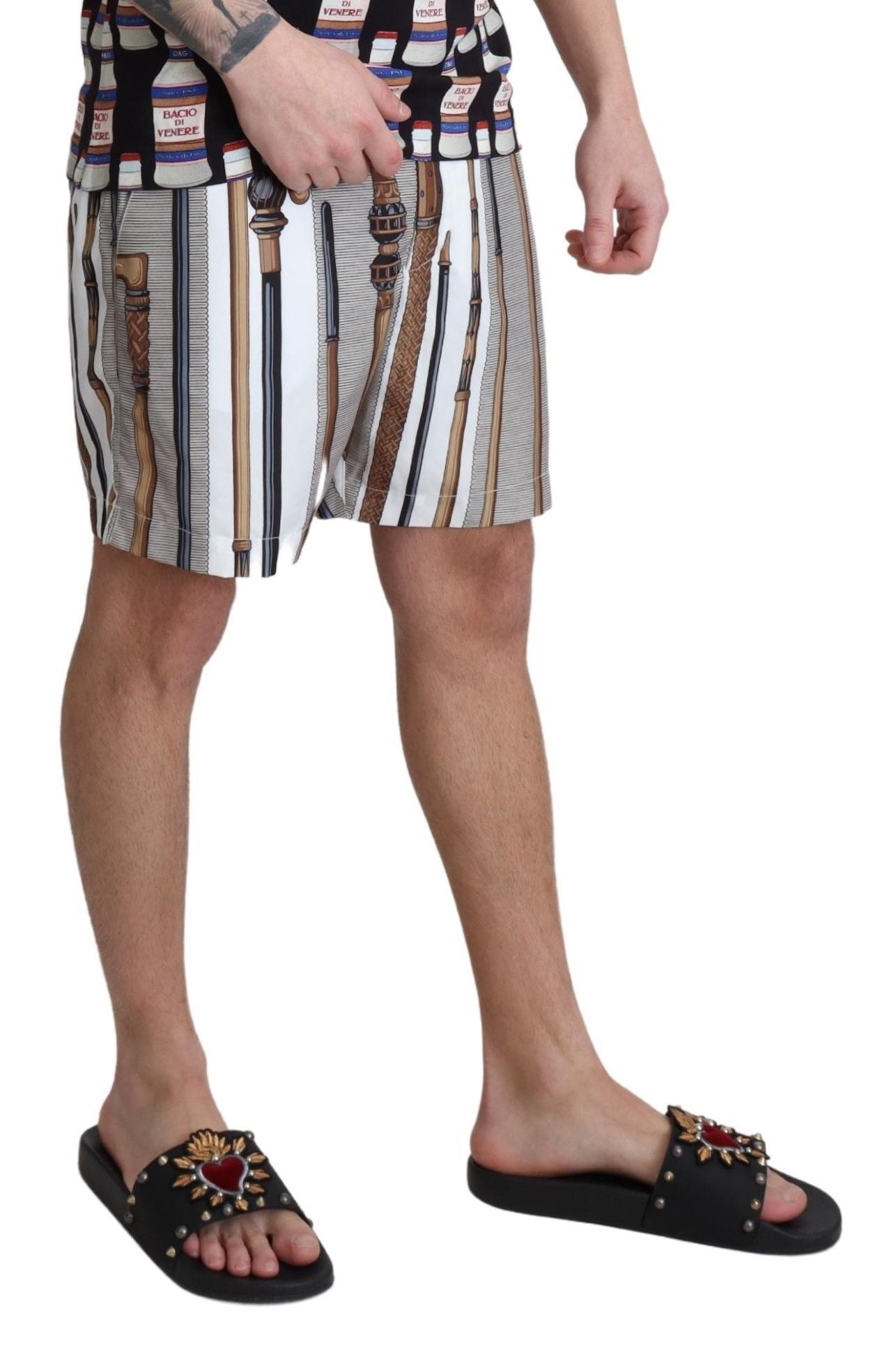 Vita promenadkäppar strandshorts badshorts