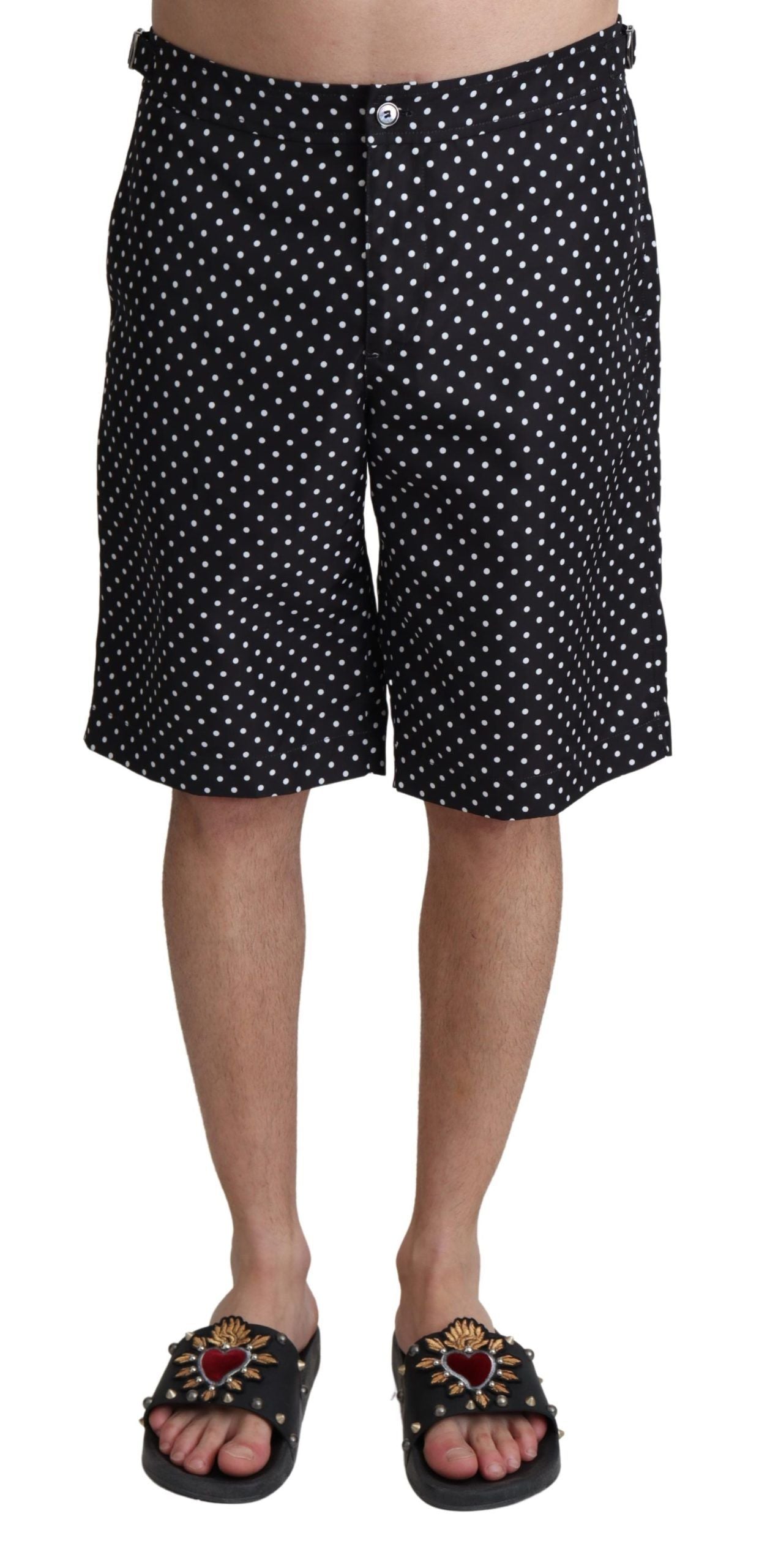 Svarta prickiga strandkläder shorts badkläder