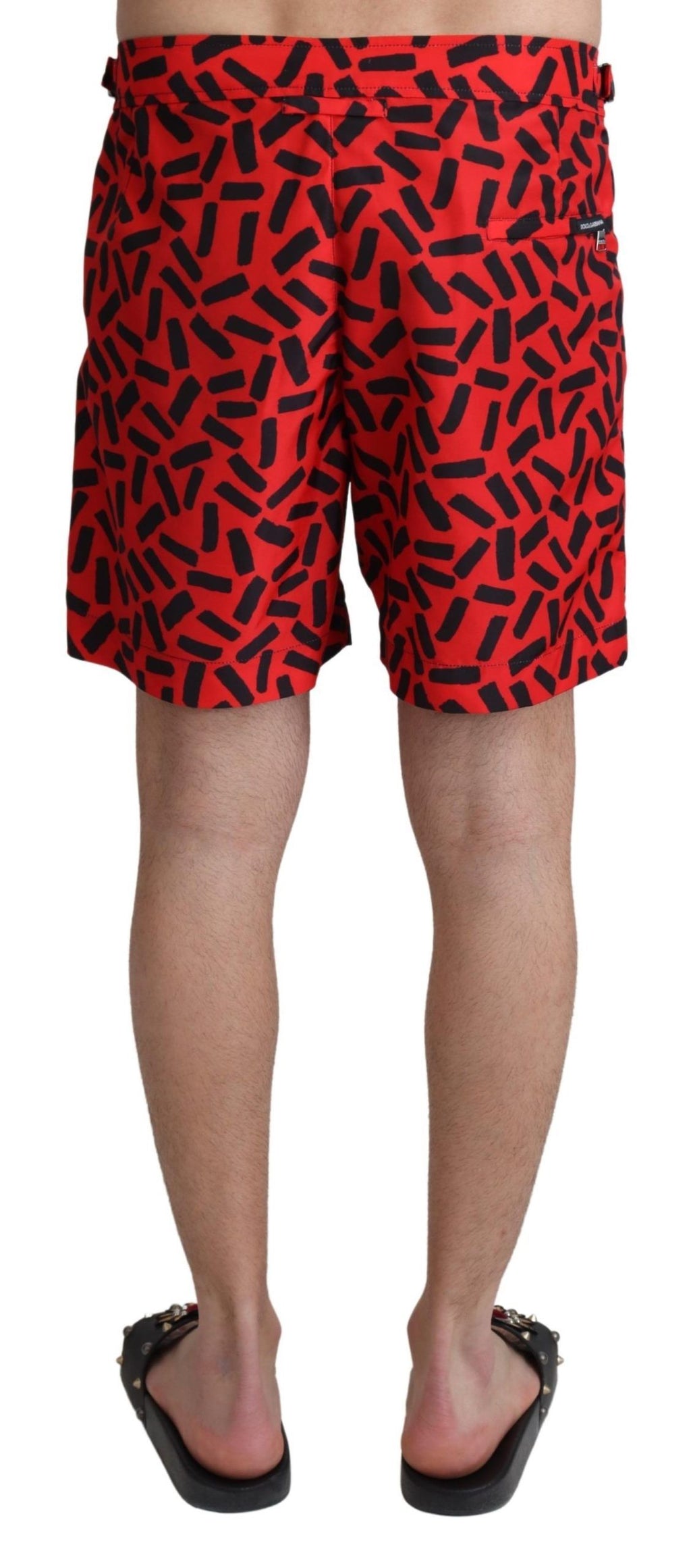 Röda mönstrade strandshorts badkläder