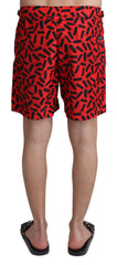 Dolce & Gabbana Red Patterned Beachwear Shorts Swimwear