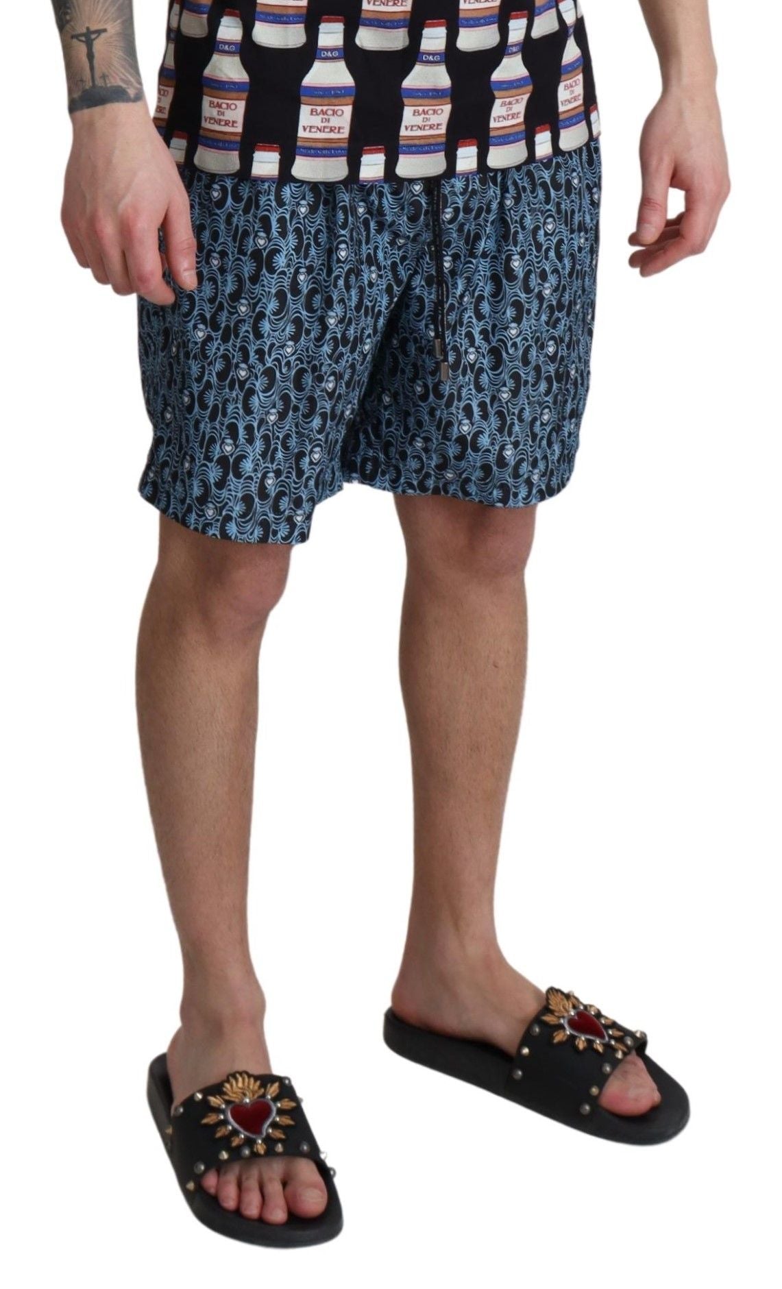 Blå Mönstrade Mönstrade Strandkläder Shorts Badkläder