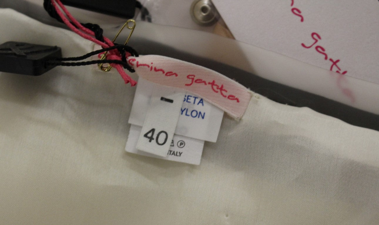 Beige blommig sidenkjol
