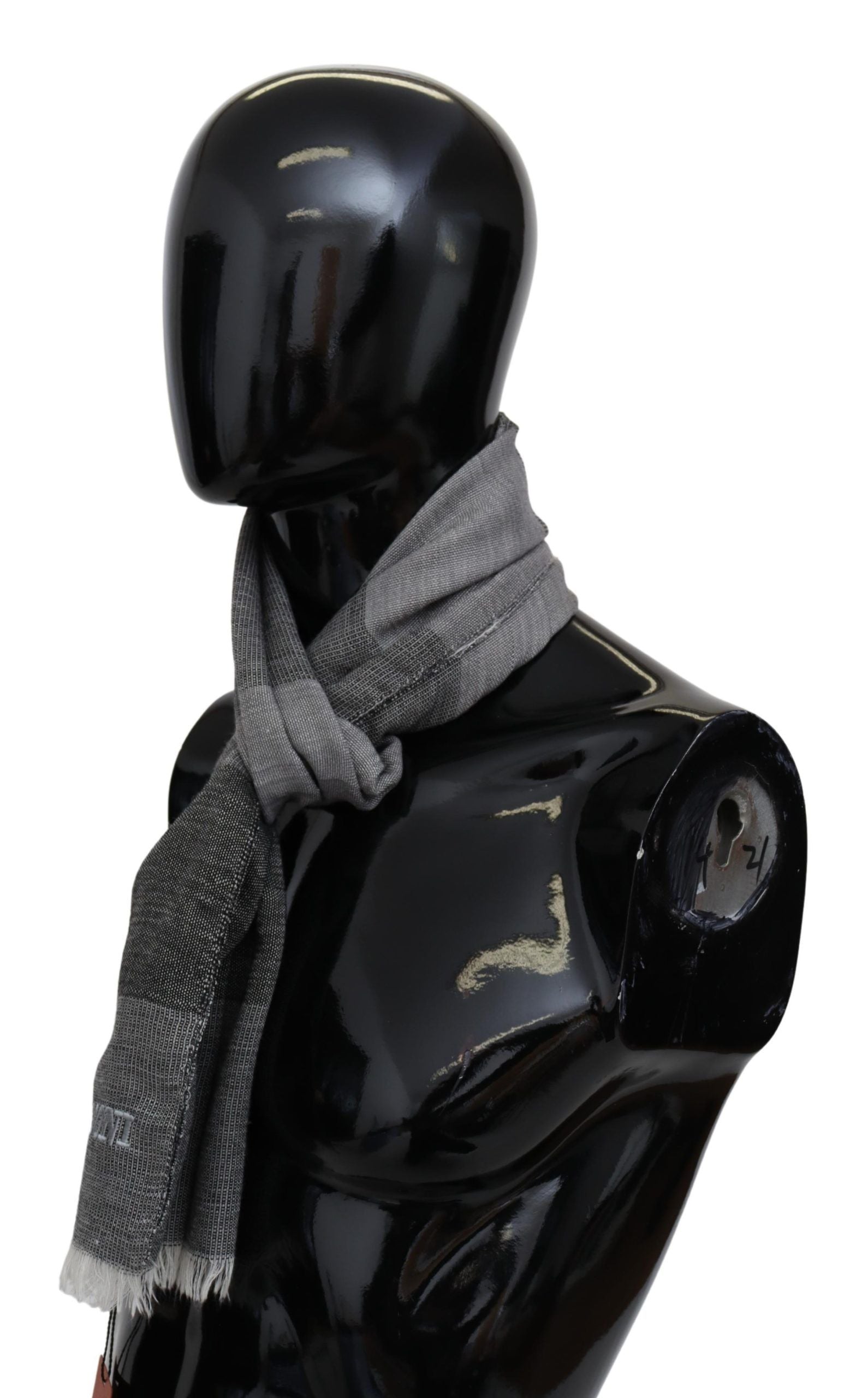 Missoni grå randig ull unisex halsduk med fransar