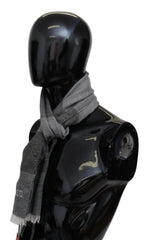 Missoni grå randig ull unisex halsduk med fransar