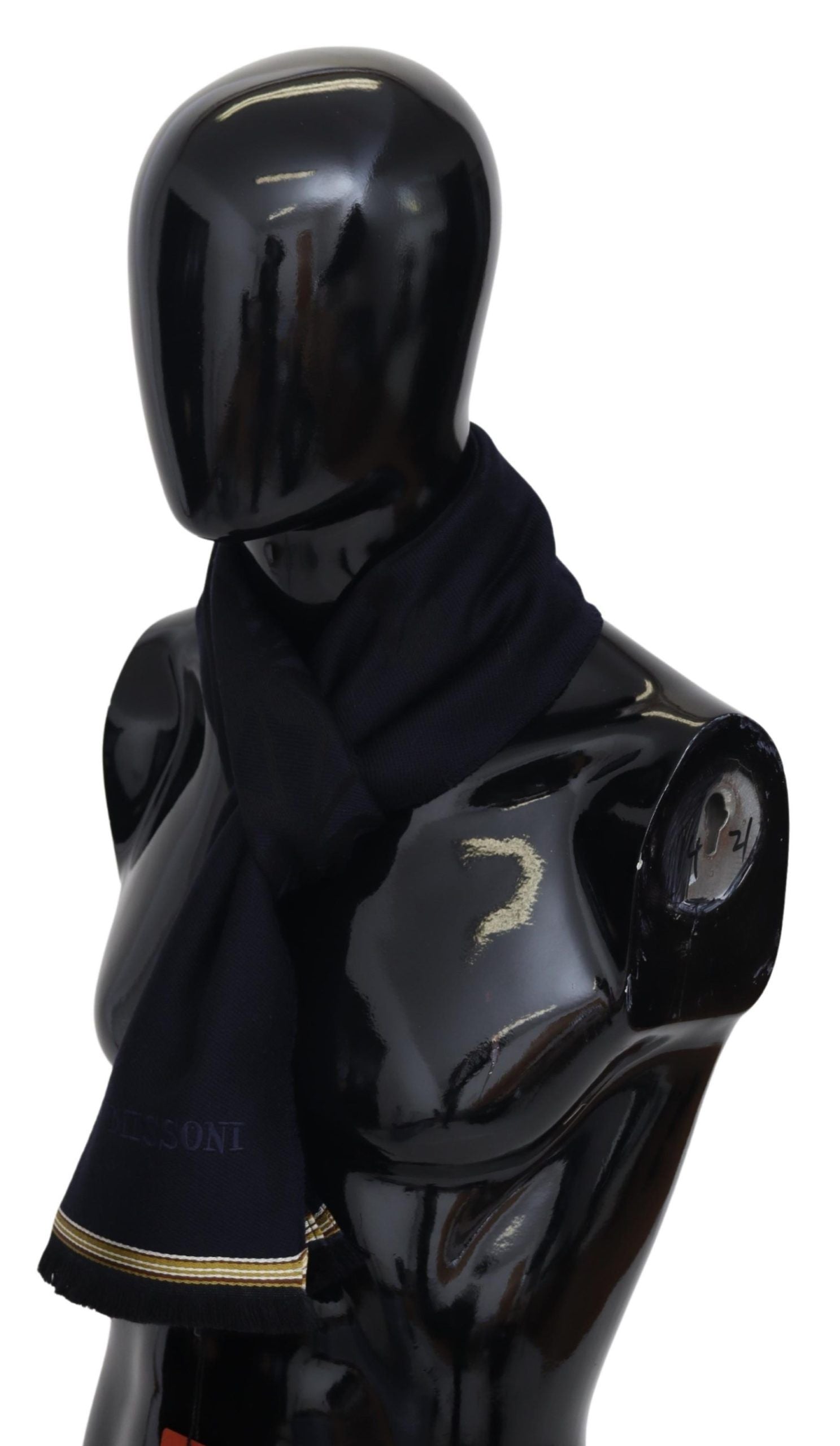 Missoni Svart Unisex Halsduk med Fransar och Omlottkrage i 100 % Ull