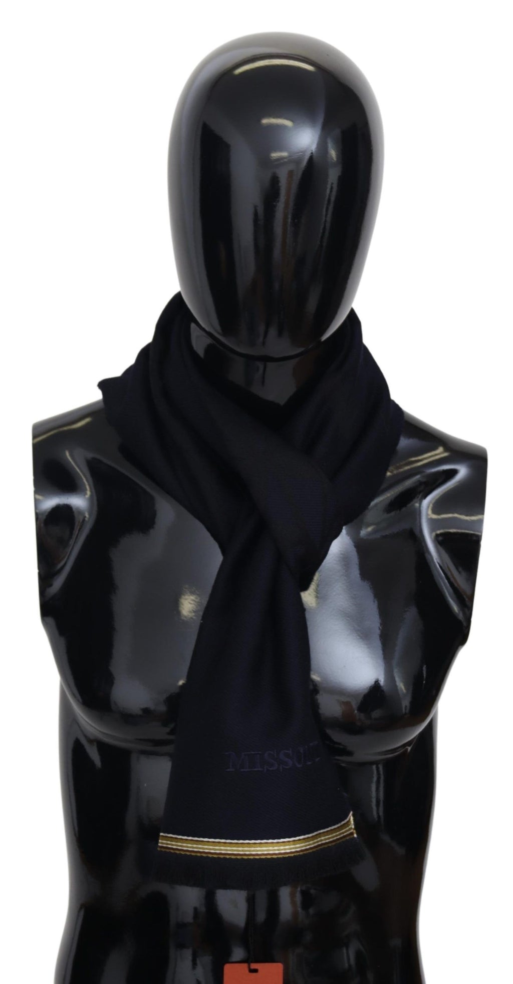 Svart unisex skjerf i 100 % ull med frynser