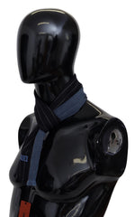 Missoni Svart Blå Randig Ull Unisex Omlotthalsduk