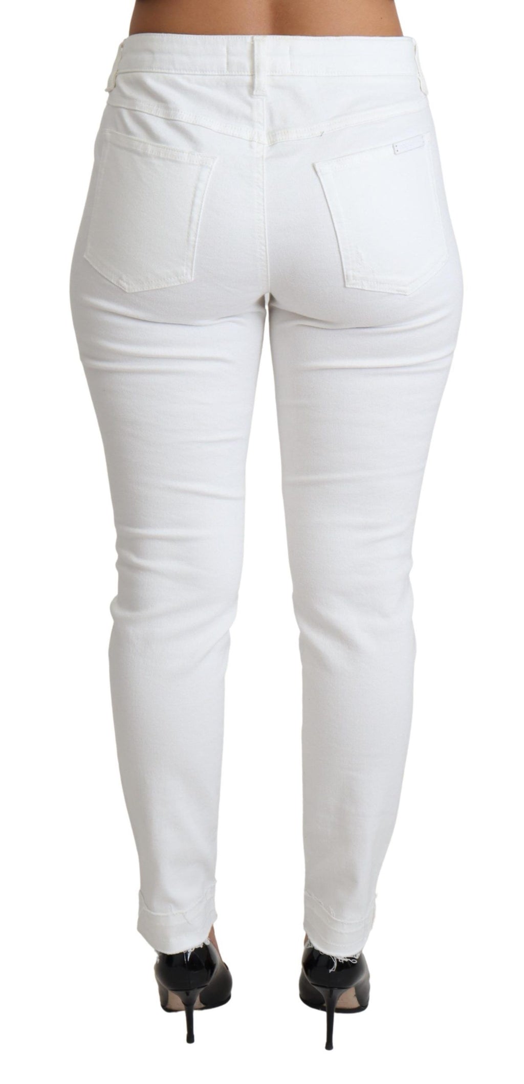 Vita, slitna skinny denimjeans i bomull och stretch