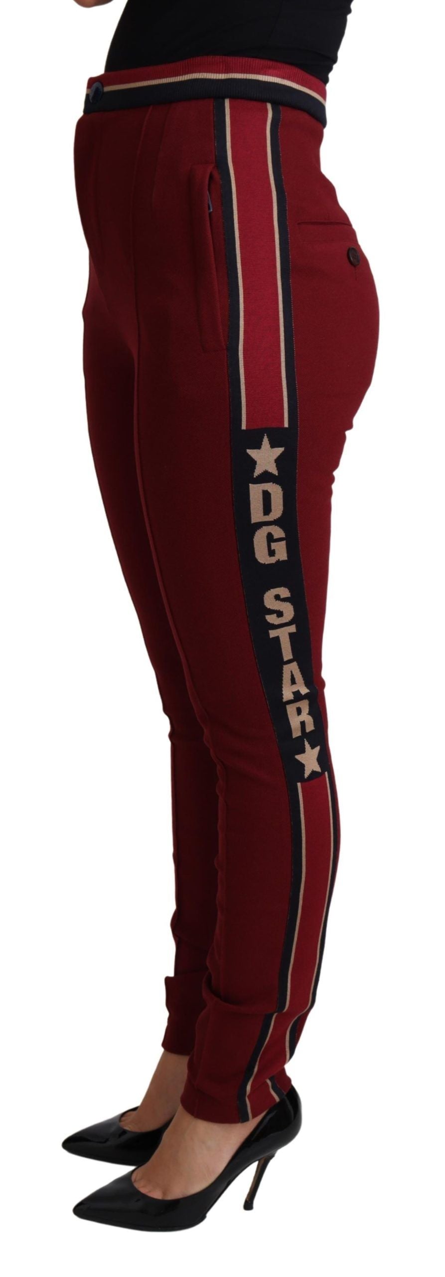 Röda DG Star Randiga Skinny Bomullsbyxor