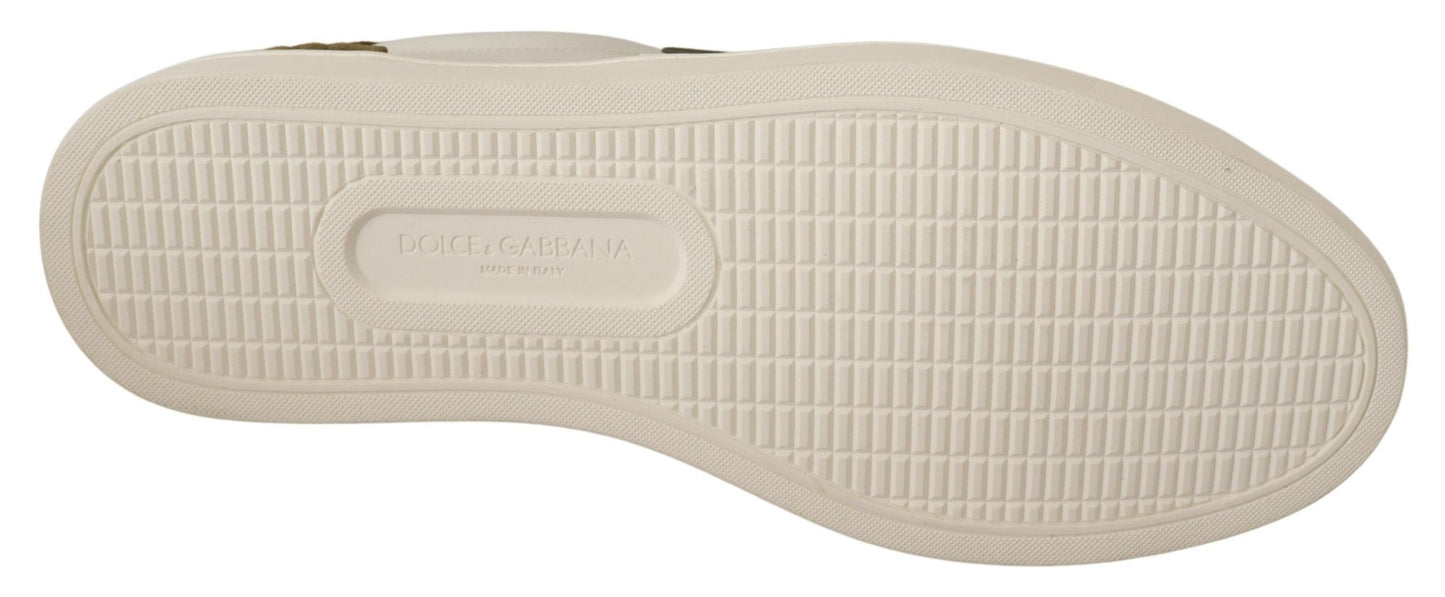 Dolce &amp; Gabbana Vita Låga Sneakers I Mocka I Läder Herr