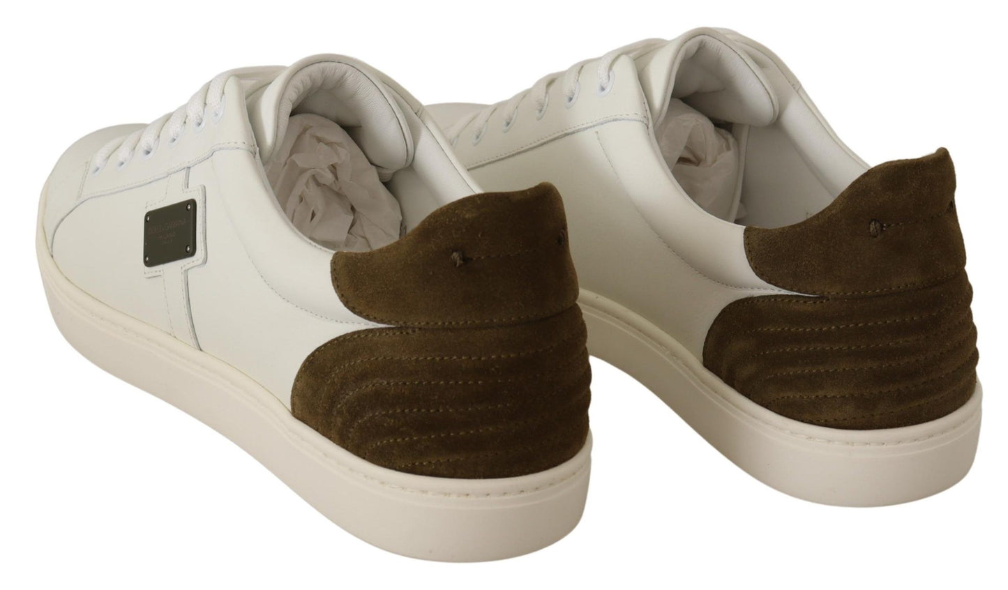 Dolce &amp; Gabbana Vita Låga Sneakers I Mocka I Läder Herr