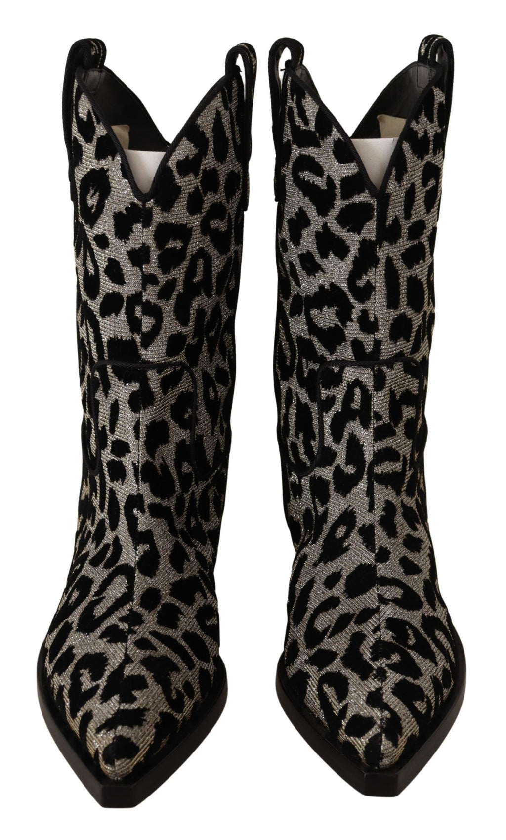 Grå Svarta Leopard Cowboy Stövlar Skor