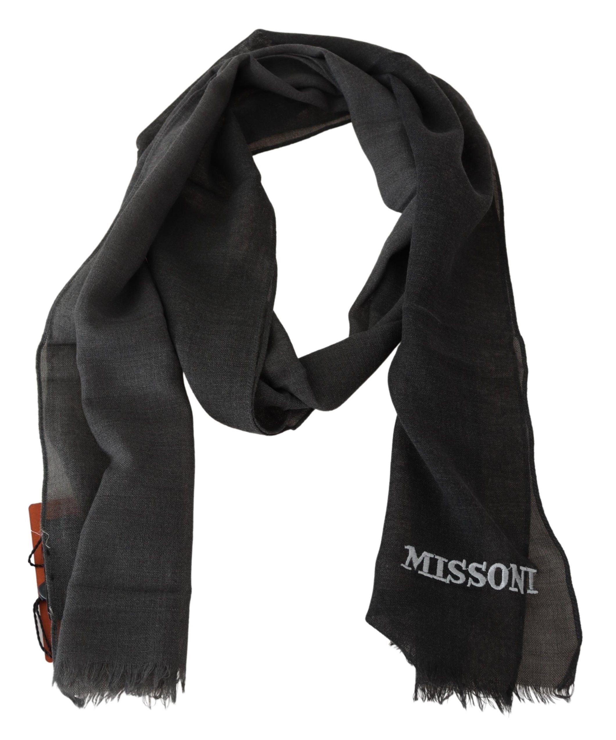 Missoni svart 100% ull unisex halsduk