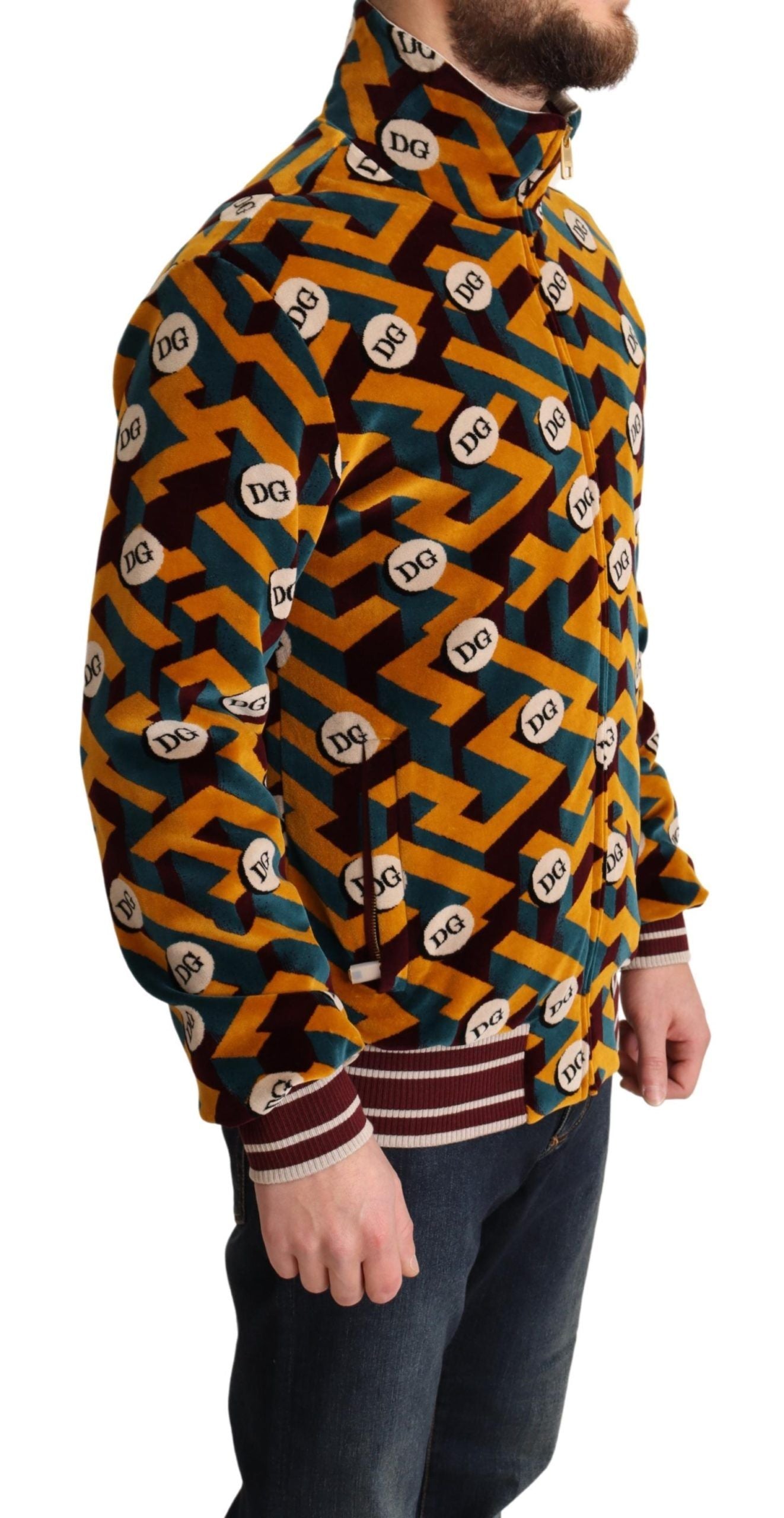 Dolce &amp; Gabbana Flerfärgad Sammets DG Logo Herrtröja