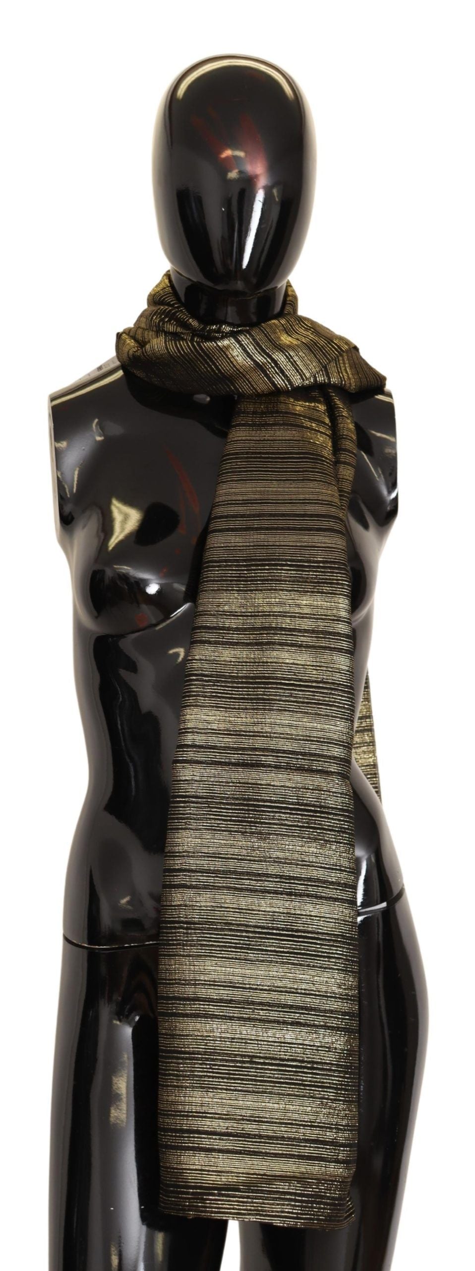 Dolce &amp; Gabbana Metallic Gold Silk Stretch Sjal Omlottscarf