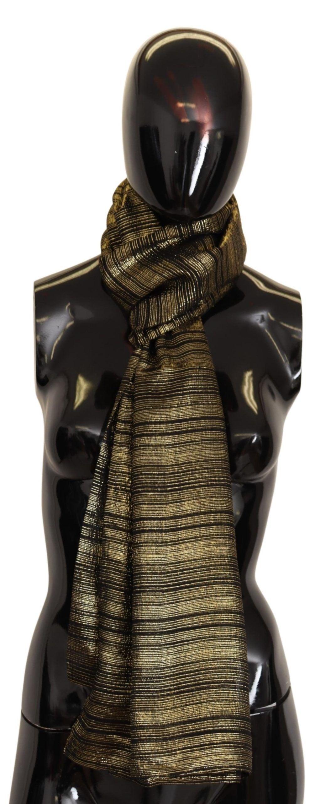 Dolce &amp; Gabbana Metallic Gold Silk Stretch Sjal Omlottscarf