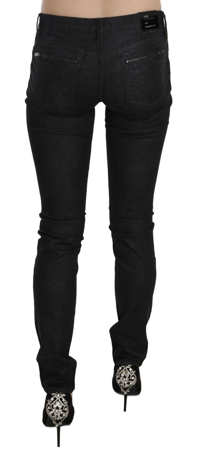 Svarta lågmidjade skinny casual jeans