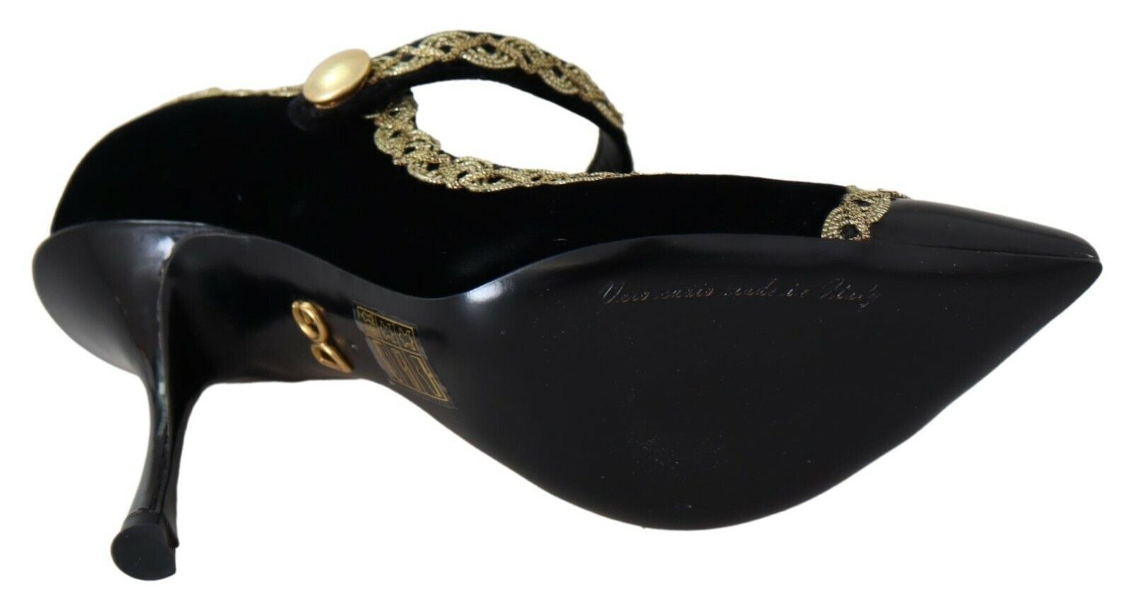 Svarta utsmyckade Mary Jane-pumps i sammet
