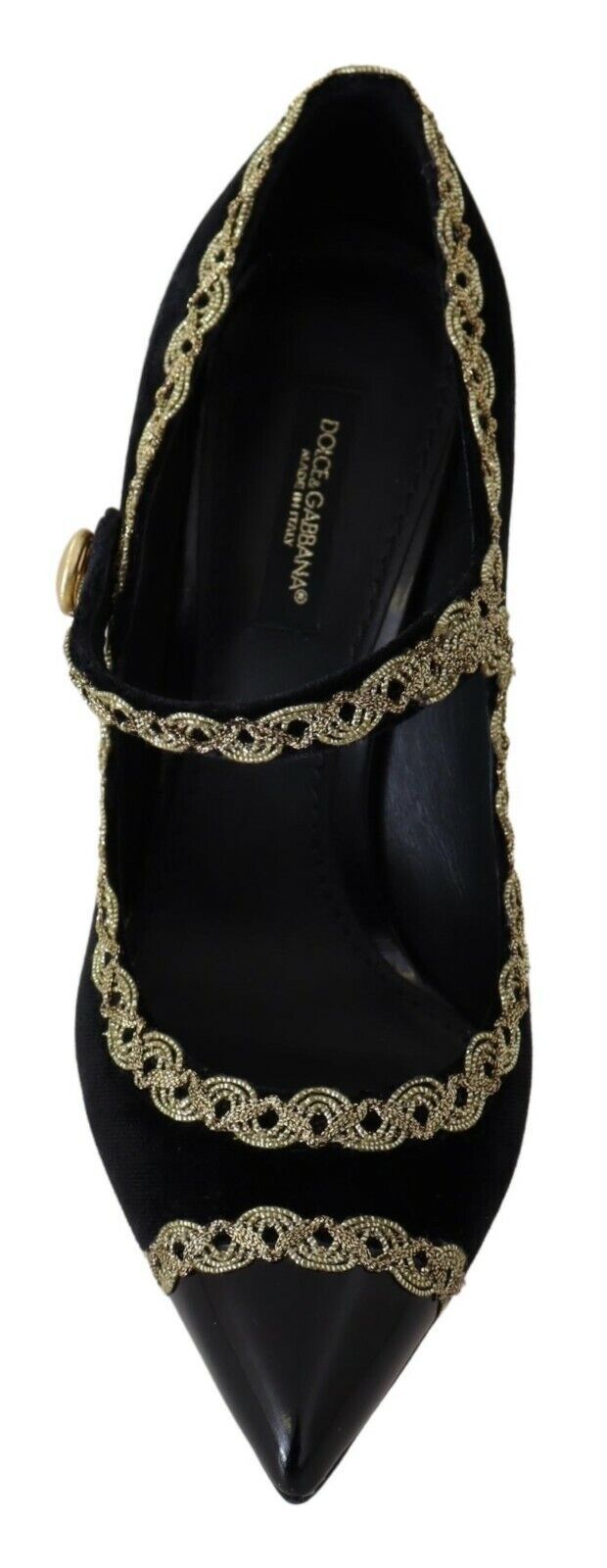 Svarta utsmyckade Mary Jane-pumps i sammet