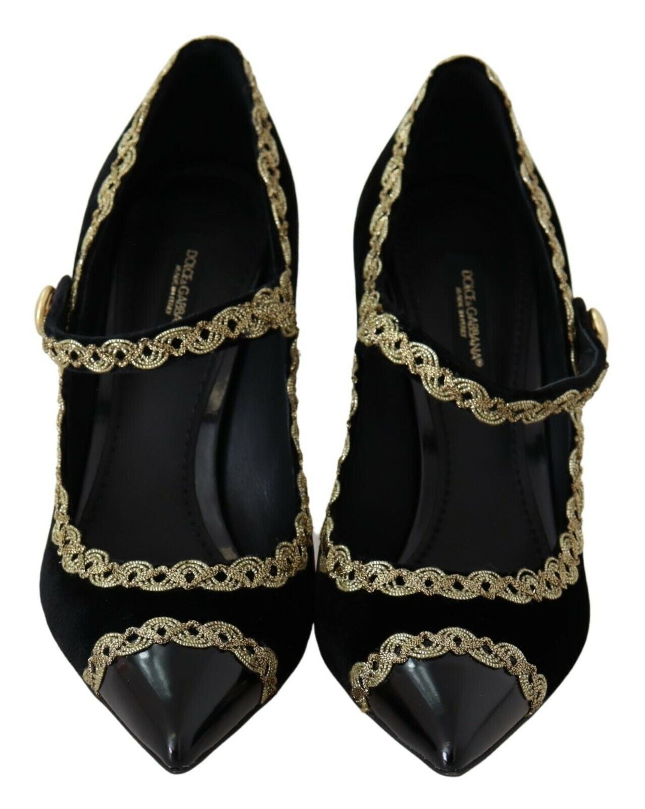 Svarta utsmyckade Mary Jane-pumps i sammet