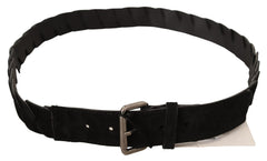 GF Ferre Black WX Silver Tone Buckle Waist Belt