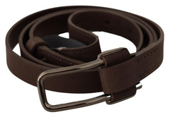 Costume National Brown WX Silver Metal Buckle Belt