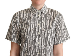 Dolce & Gabbana White Floral Collared Blouse Shirt