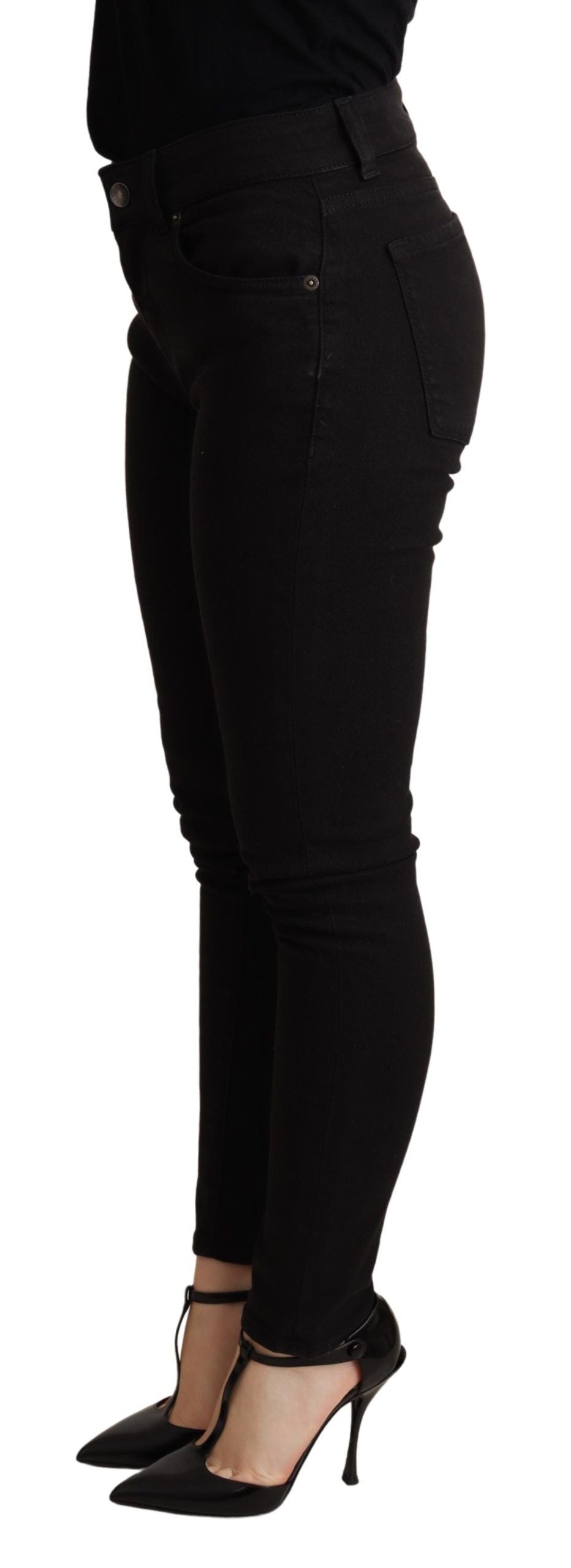 Svarta skinny denimbyxor i bomull och stretch