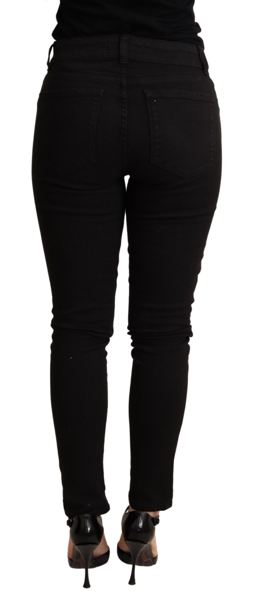Svarta skinny denimbyxor i bomull och stretch