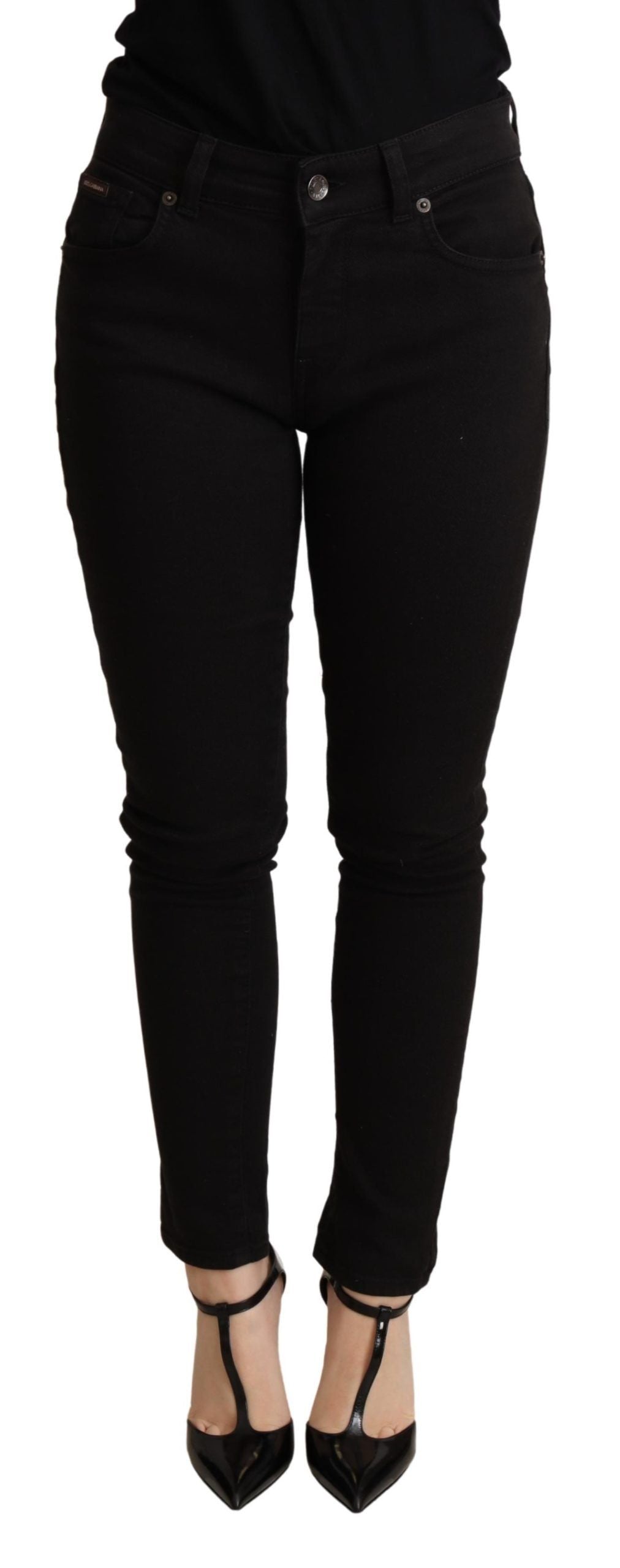 Svarta skinny denimbyxor i bomull och stretch