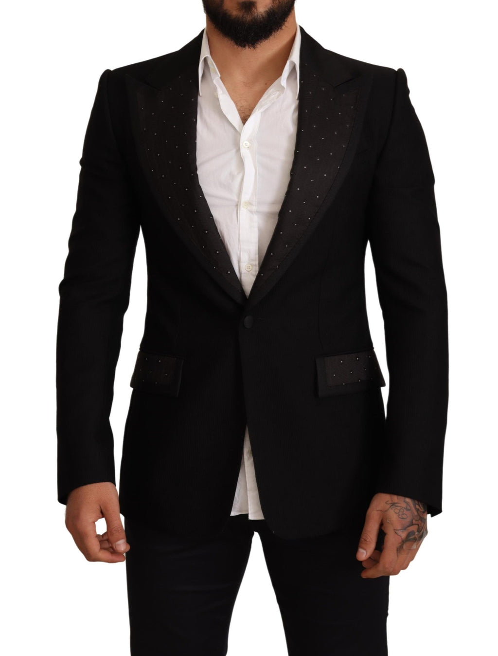 Svart ull Slim Fit kavaj jacka