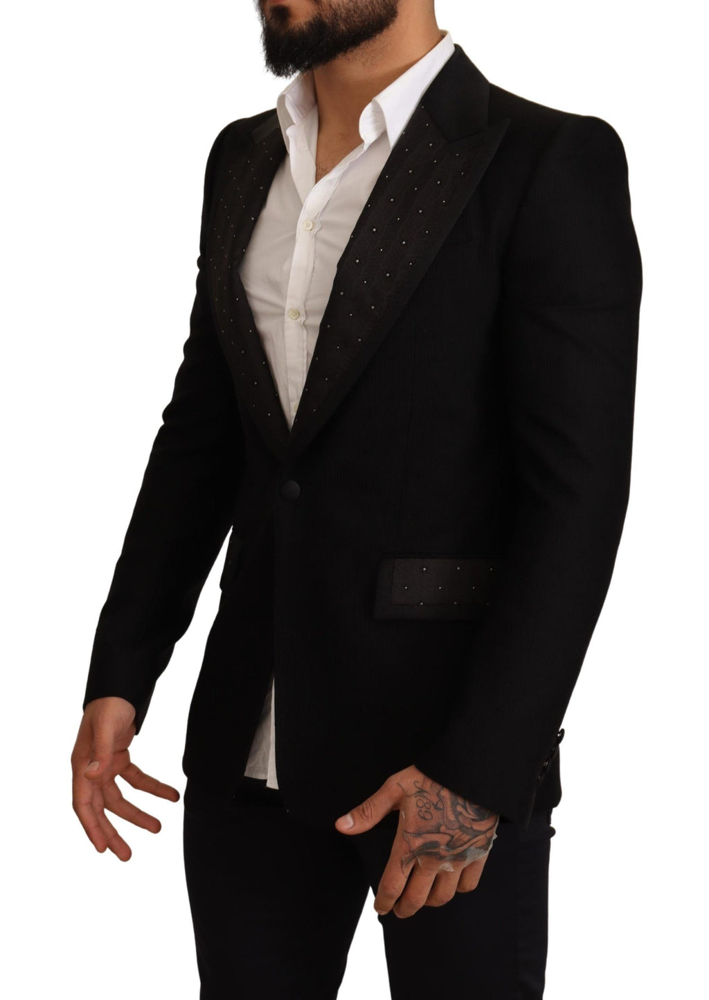 Svart ull Slim Fit kavaj jacka