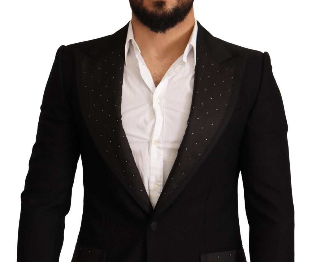 Svart ull Slim Fit kavaj jacka