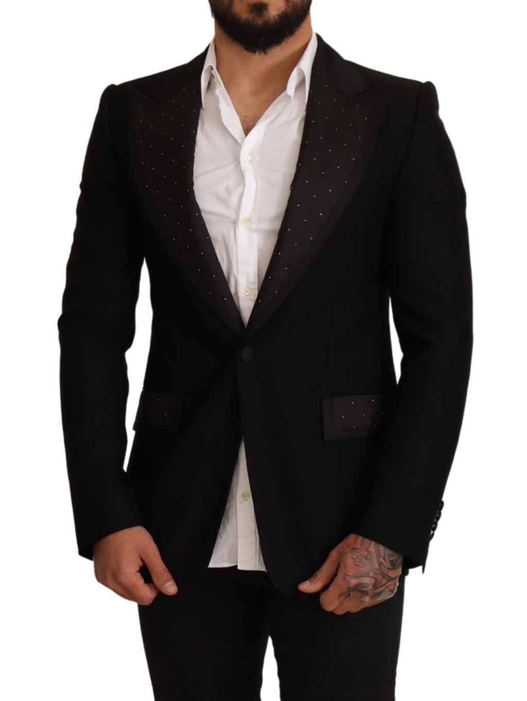 Svart ull Slim Fit kavaj jacka