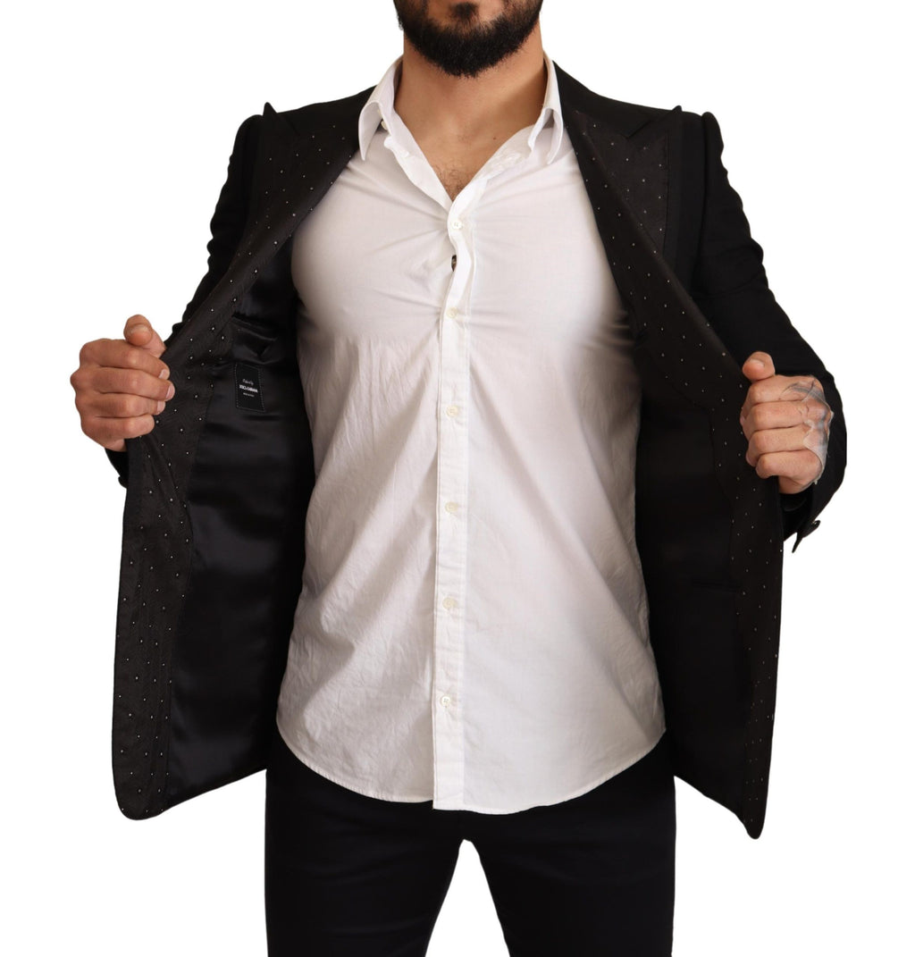 Svart ull Slim Fit kavaj jacka