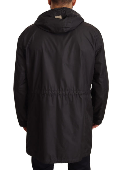 Dolce &amp; Gabbana Svart Trenchcoat med Huva Herrjacka