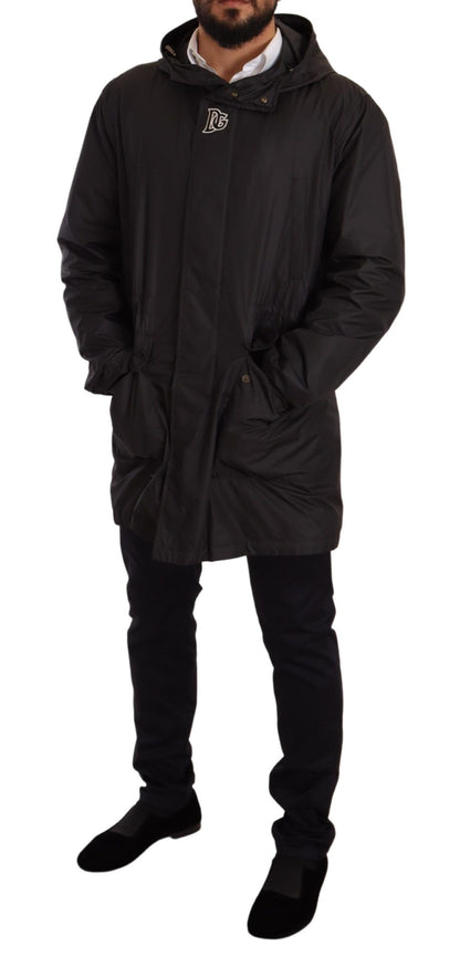 Dolce &amp; Gabbana Svart Trenchcoat med Huva Herrjacka
