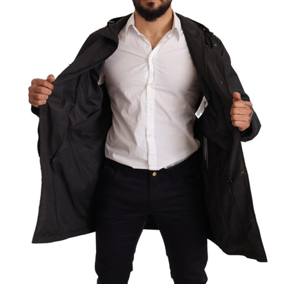 Dolce &amp; Gabbana Svart Trenchcoat med Huva Herrjacka