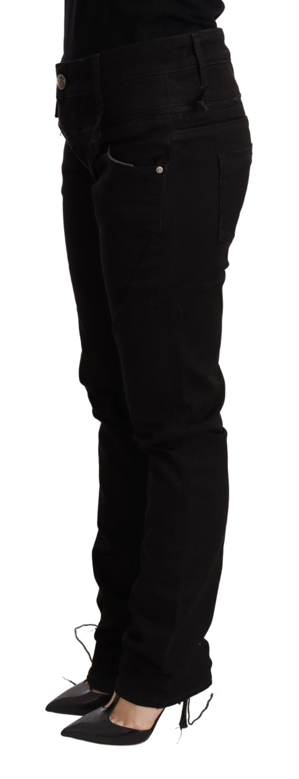 Svarte skinny denimbukser med lav midje