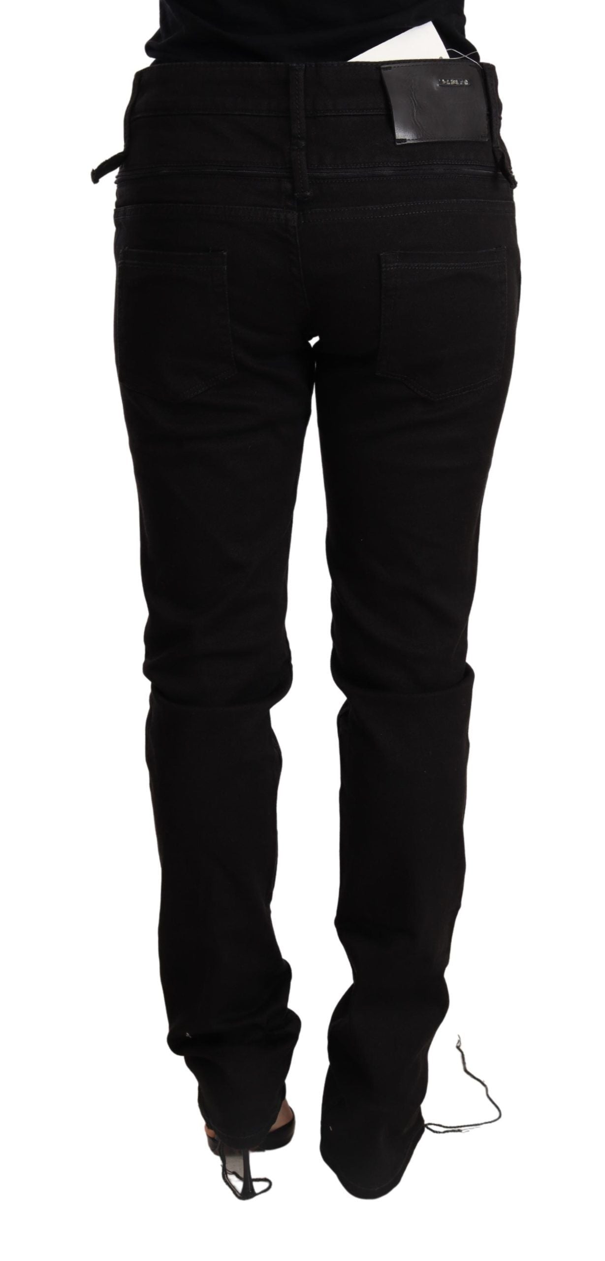 Svarte skinny denimbukser med lav midje