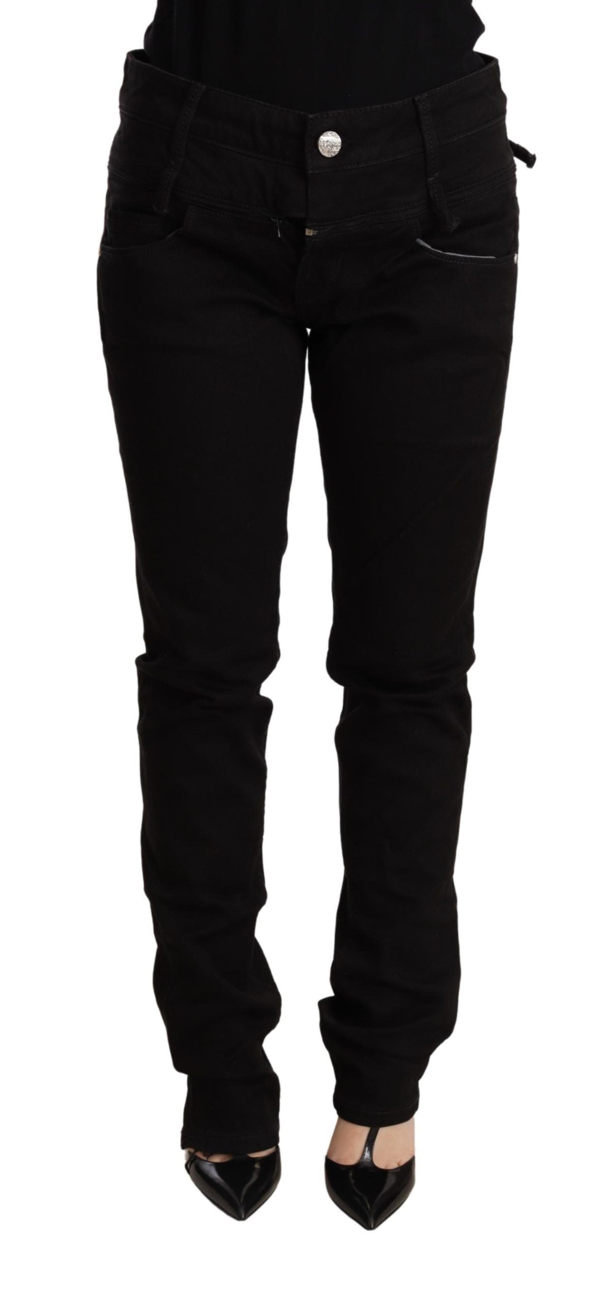 Svarte skinny denimbukser med lav midje