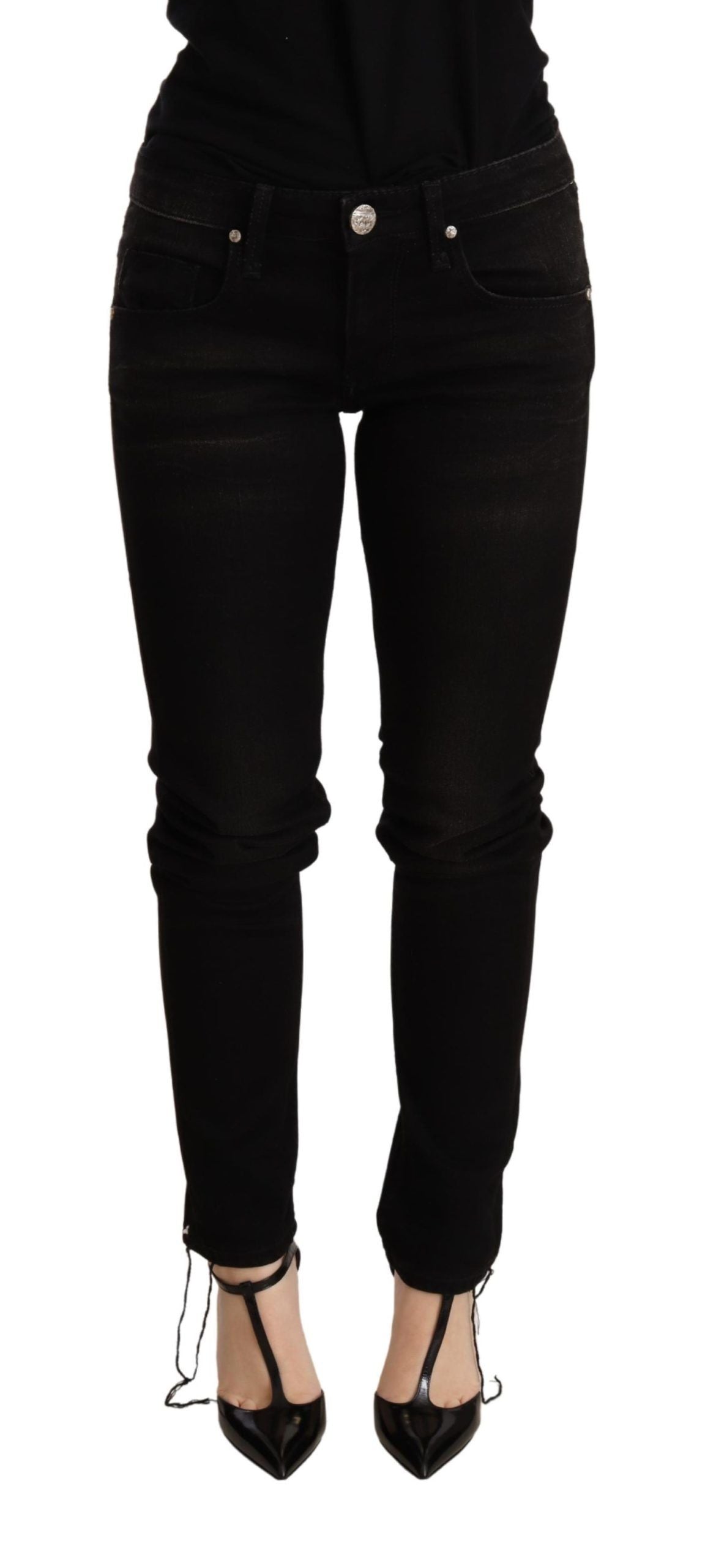 Svarte skinny denimbukser med lav midje