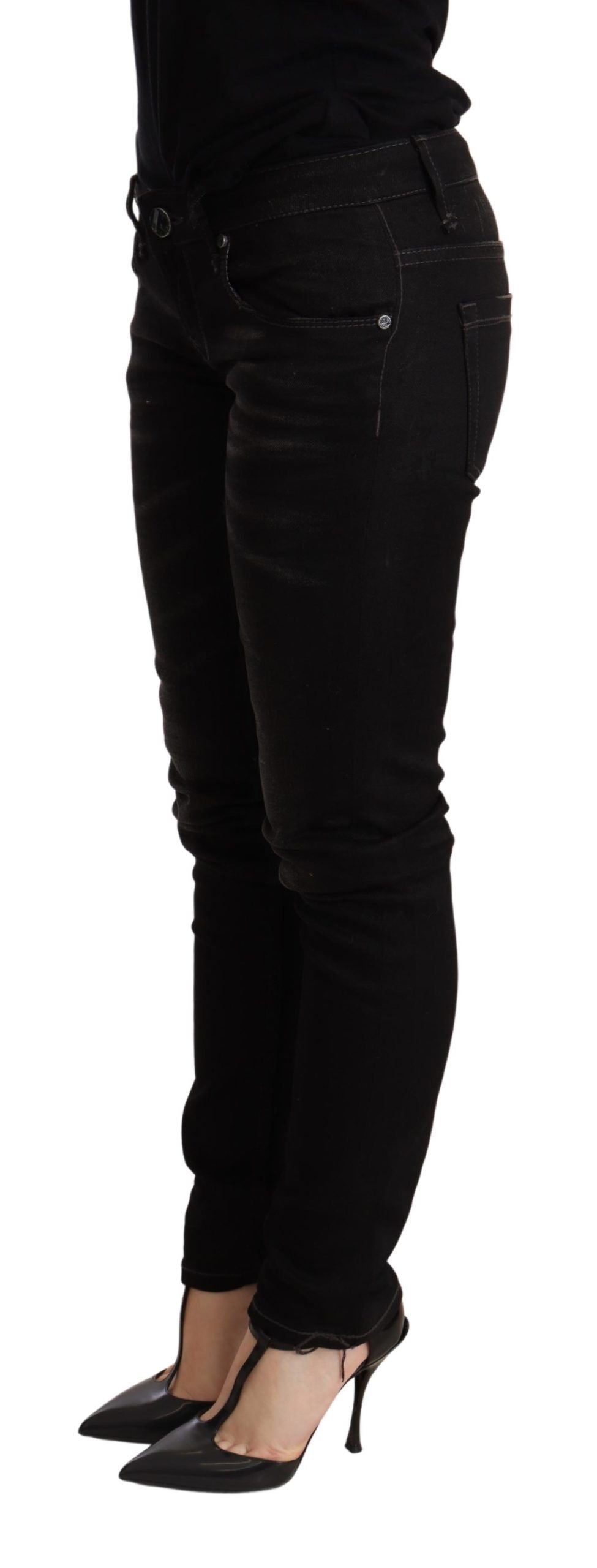 Svarte skinny denimbukser med lav midje
