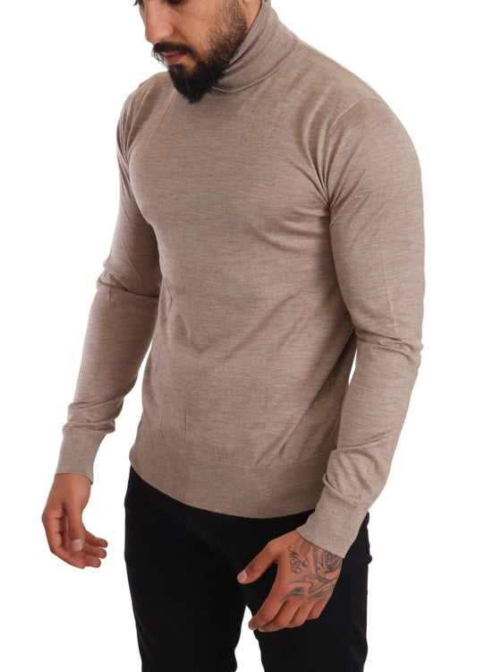 Dolce &amp; Gabbana Beige Kasjmir Genser med Høy Hals