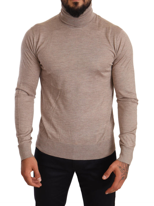Dolce &amp; Gabbana Beige Kasjmir Genser med Høy Hals