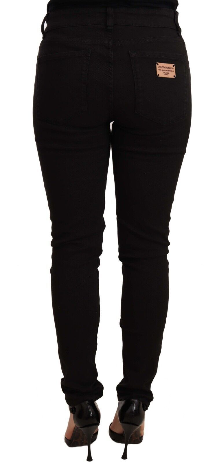 Svarta slim fit denim bomull stretchjeans