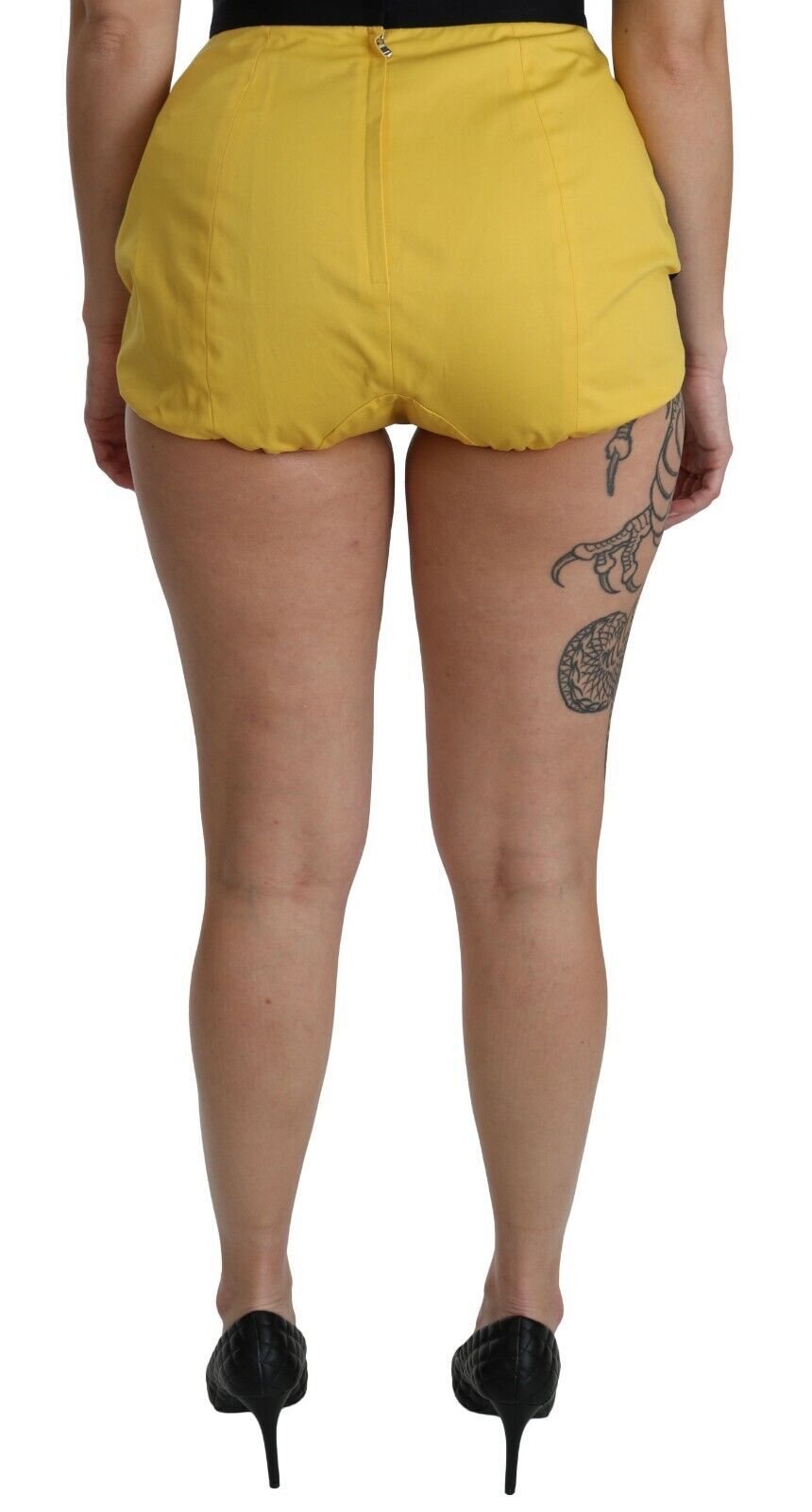 Gula Svarta Bomulls Juvelprydda Hotpants Shorts