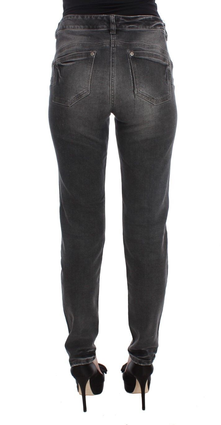 Grå tvättade stretchjeans i bomullsblandning