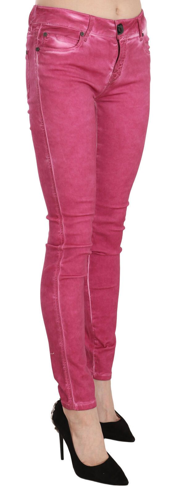 Rosa sammetsbyxor med mellanhög midja